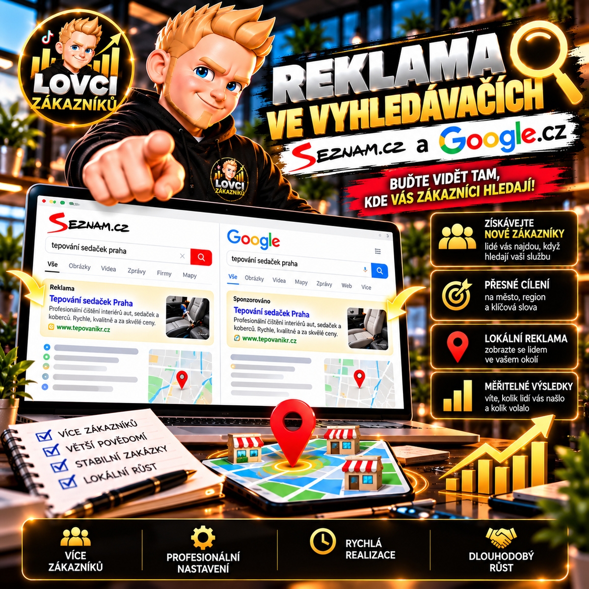 Reklamní kampaň ve vyhledávačích Google a Seznam